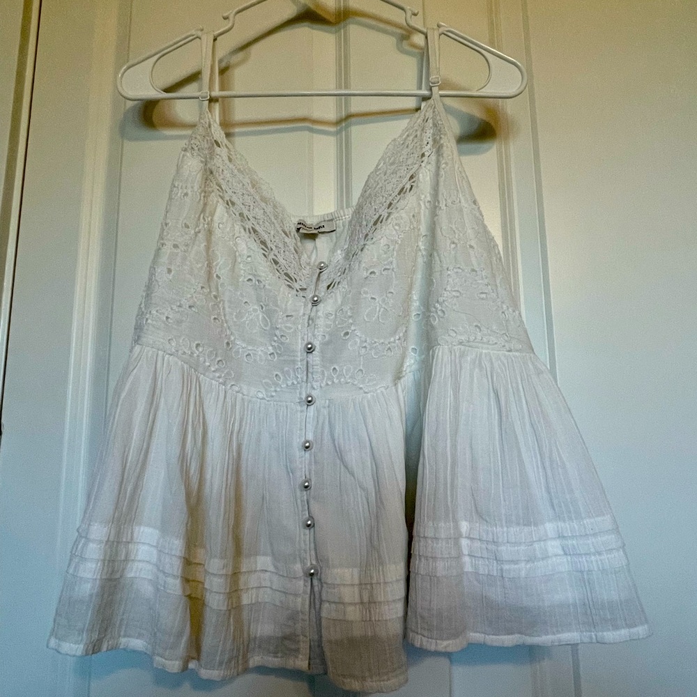 American Eagle XL white button down tank top.